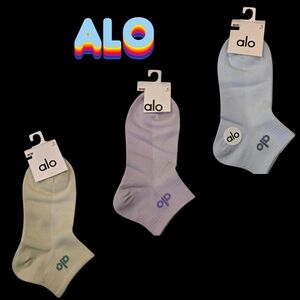 ALO Womens Socks Medium Blue, Purple, Green BNWT 3 Pair